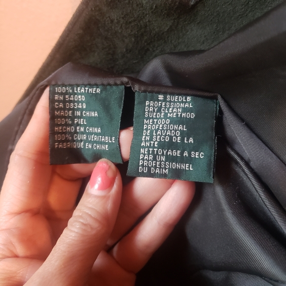 Vtg Lauren Ralph Lauren Green Suede 2 pc Leather Suit Jacket + Pants set - Picture 9 of 16